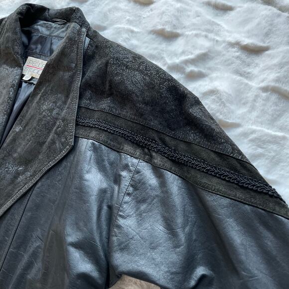 🔥Vintage Pelle Studio Double Breasted
Baroque Leather Long Duster Coat Jacket M - Picture 9 of 16